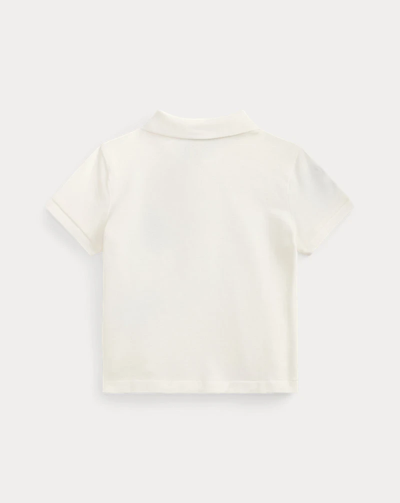 Boxy Big Pony Stretch Mesh Polo Shirt