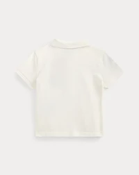 Boxy Big Pony Stretch Mesh Polo Shirt