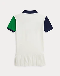 Color-Blocked Cotton Mesh Polo Dress