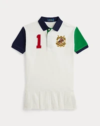 Color-Blocked Cotton Mesh Polo Dress