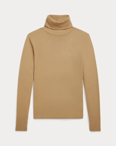 Ribbed Cotton-Blend Turtleneck