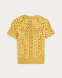 Mini-Cable Cotton Polo Sweater