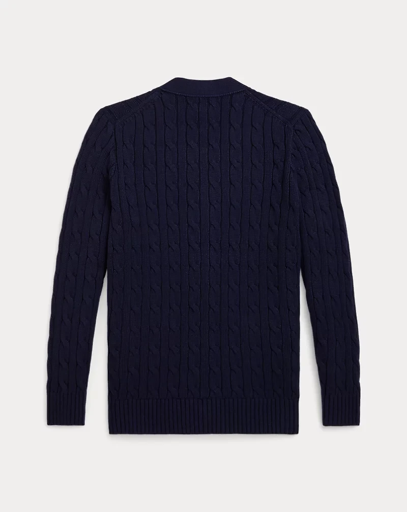 Cable-Knit Cotton V-Neck Cardigan