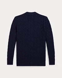 Cable-Knit Cotton V-Neck Cardigan