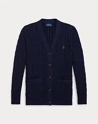 Cable-Knit Cotton V-Neck Cardigan