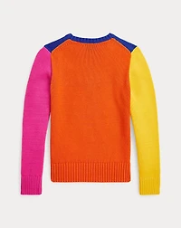 Color-Blocked Polo Bear Cotton Sweater