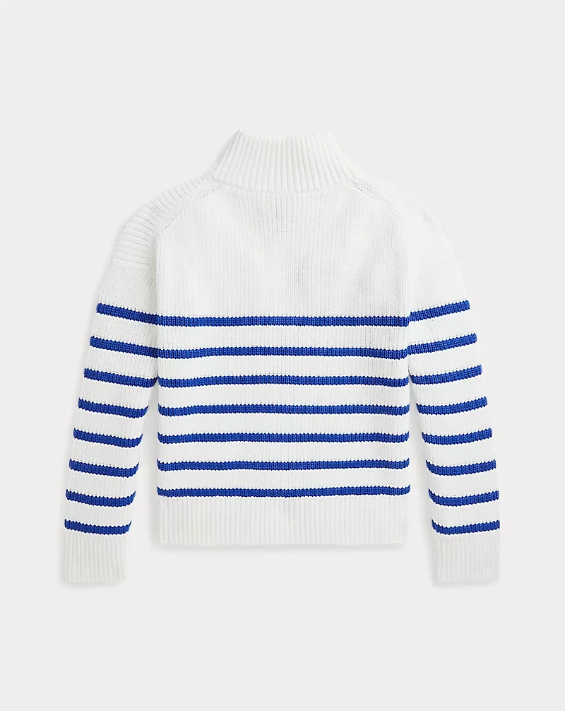 Striped Cotton Quarter-Zip Sweater