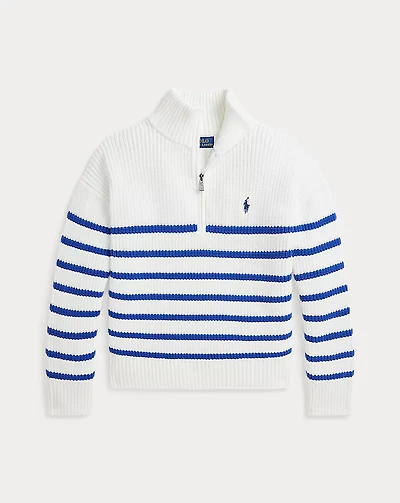 Striped Cotton Quarter-Zip Sweater