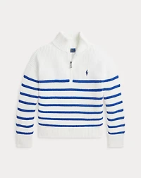 Striped Cotton Quarter-Zip Sweater