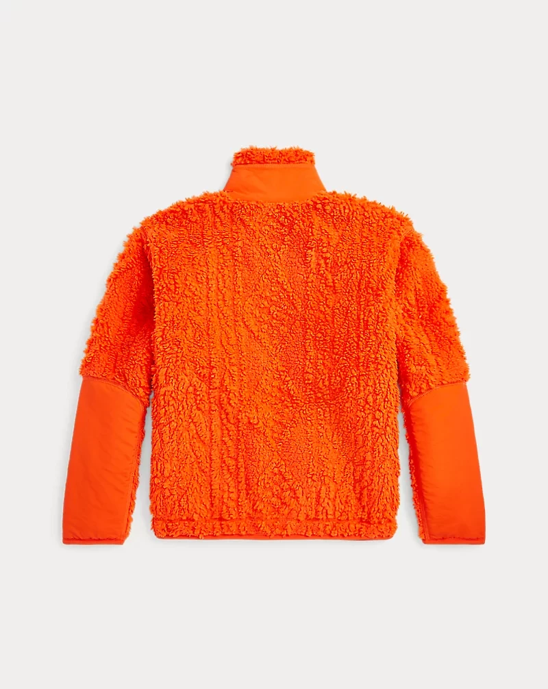 Cable-Motif Teddy Fleece Hybrid Jacket