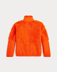 Cable-Motif Teddy Fleece Hybrid Jacket
