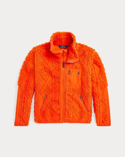 Cable-Motif Teddy Fleece Hybrid Jacket