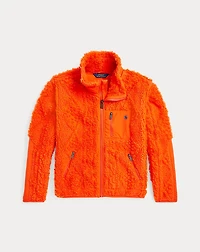 Cable-Motif Teddy Fleece Hybrid Jacket
