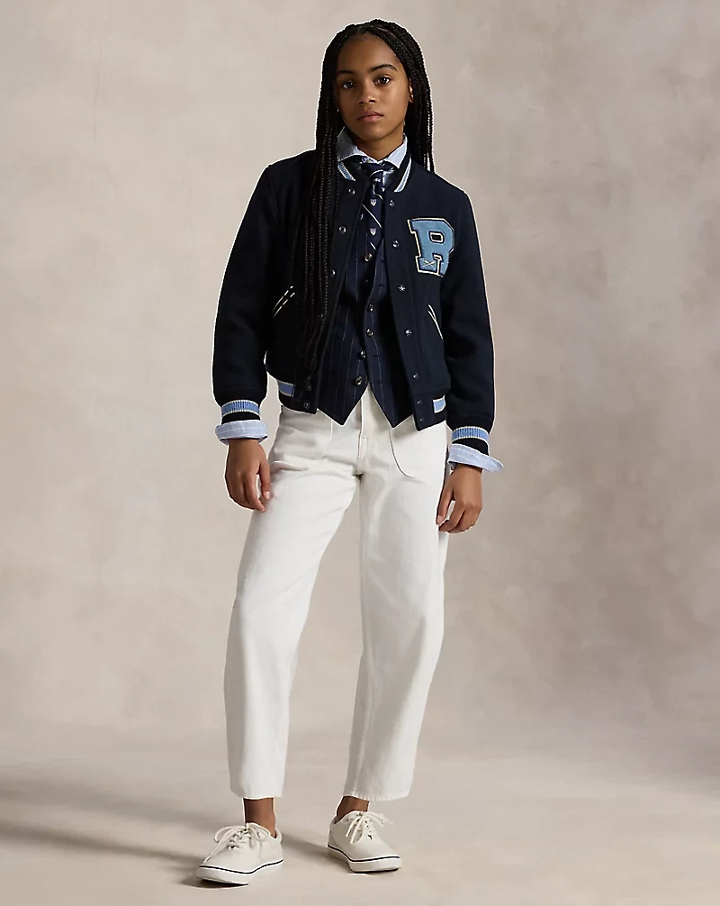 Curved Tapered Cotton Denim Jean