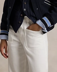 Curved Tapered Cotton Denim Jean