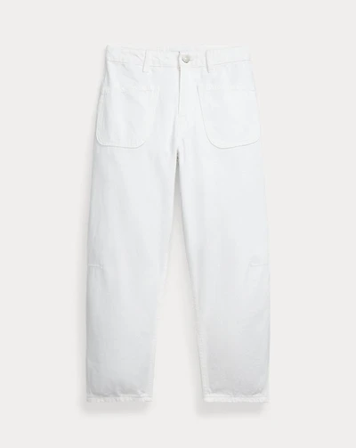 Curved Tapered Cotton Denim Jean