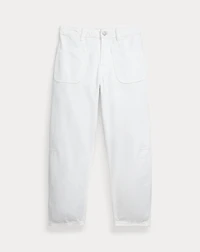 Curved Tapered Cotton Denim Jean
