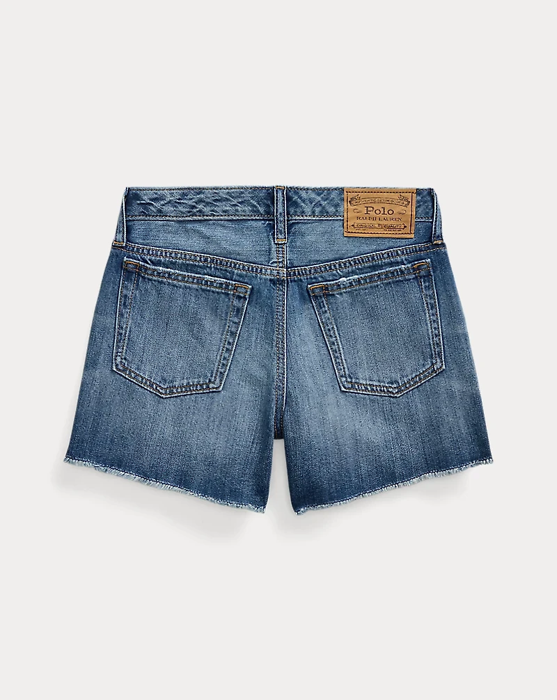 Distressed Cotton Denim Short