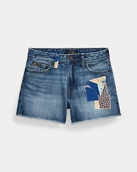 Distressed Cotton Denim Short