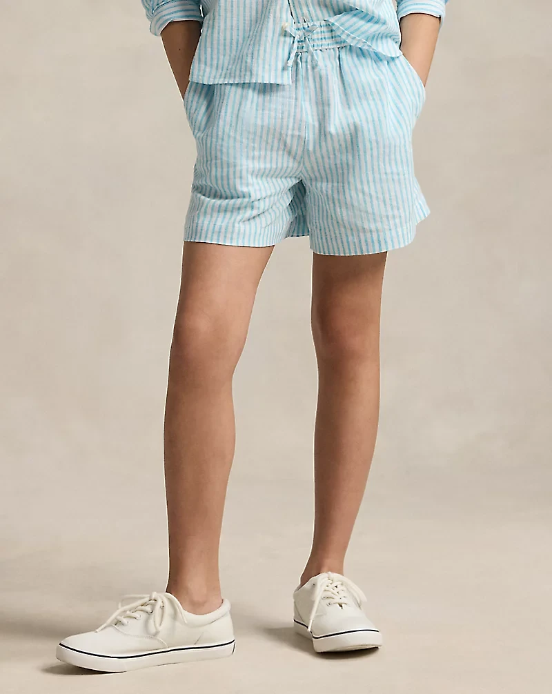 Striped Linen-Cotton Short