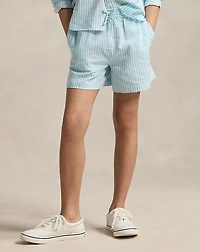 Striped Linen-Cotton Short