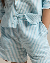 Striped Linen-Cotton Short
