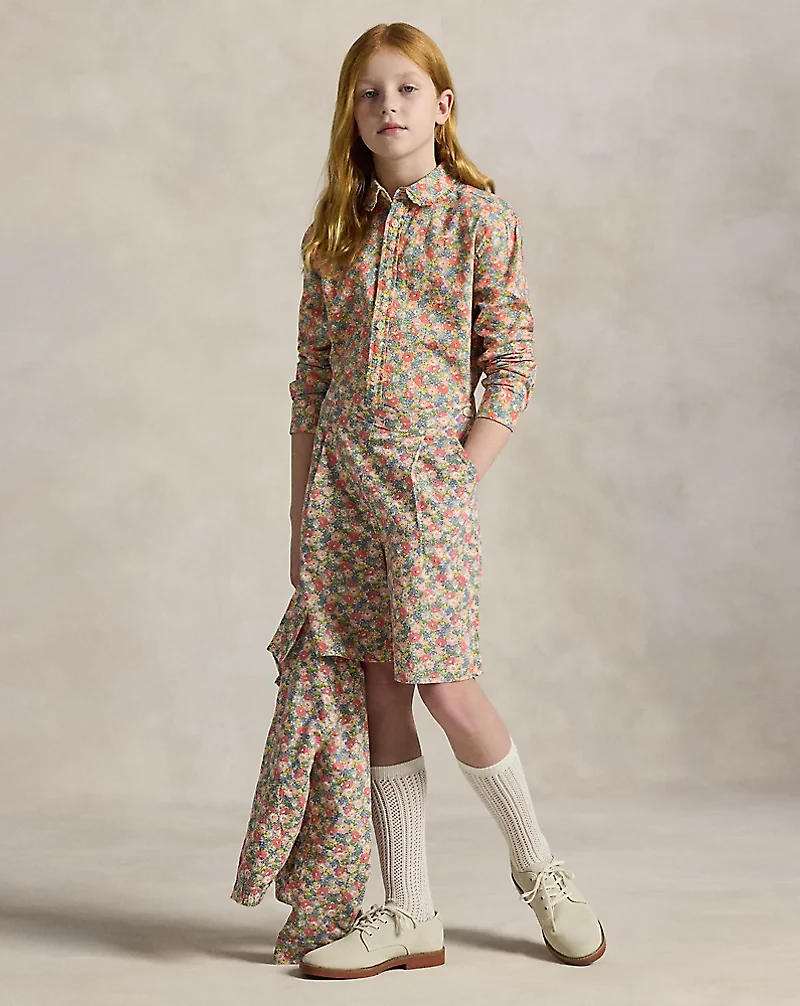 Floral Linen-Cotton Short