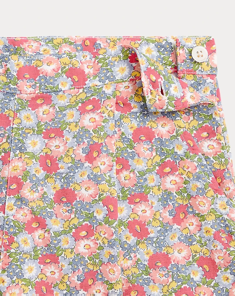 Floral Linen-Cotton Short