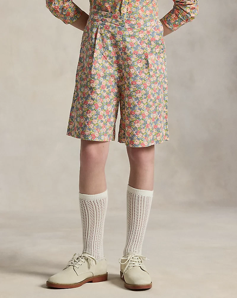 Floral Linen-Cotton Short