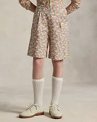 Floral Linen-Cotton Short