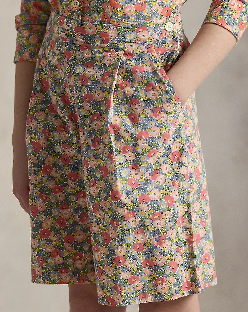 Floral Linen-Cotton Short