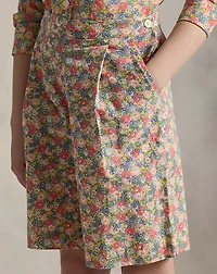 Floral Linen-Cotton Short