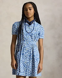 Floral Cotton Short-Sleeve Shirtdress