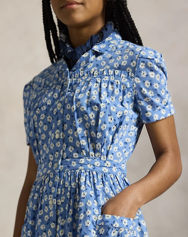 Floral Cotton Short-Sleeve Shirtdress