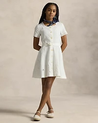 Embroidered Linen-Cotton Dress