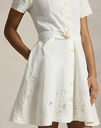 Embroidered Linen-Cotton Dress