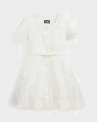 Embroidered Linen-Cotton Dress