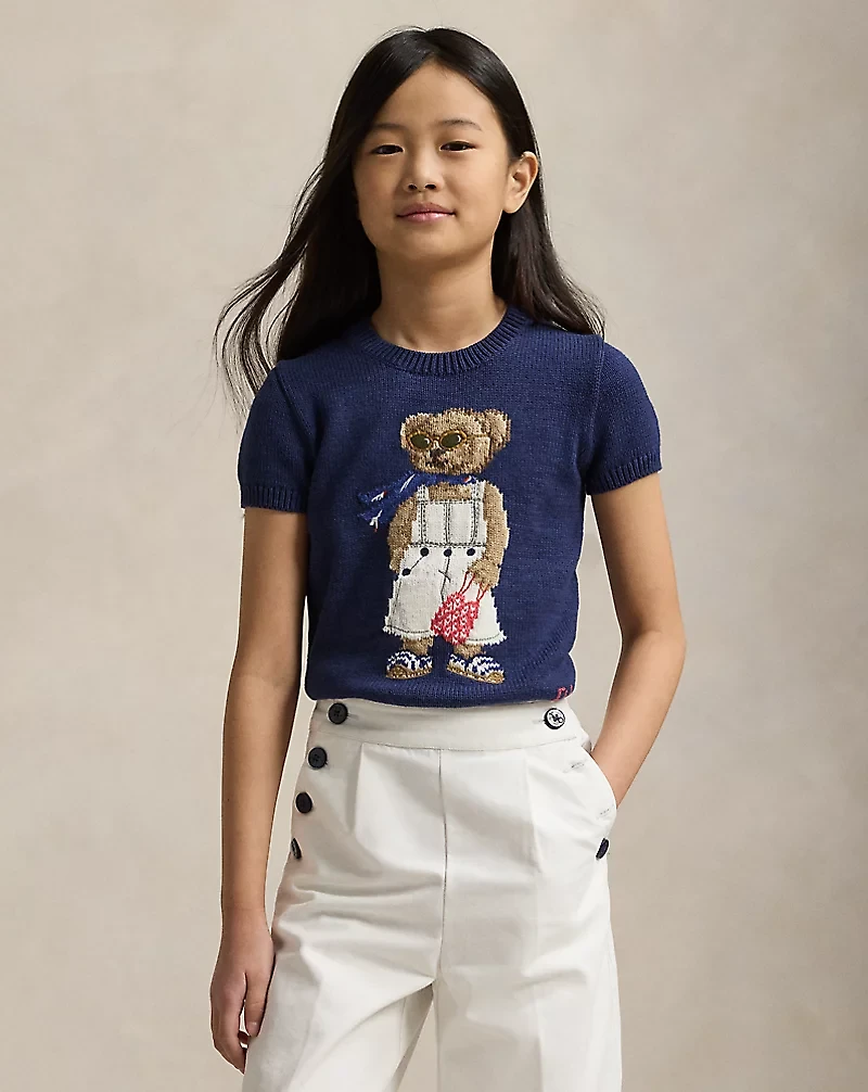 Polo Bear Cotton Short-Sleeve Sweater
