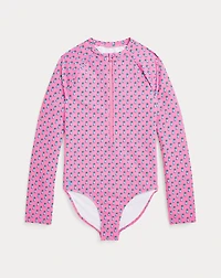 Pineapple-Print One-Piece Rash Guard