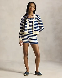 Striped Cotton V-Neck Cardigan