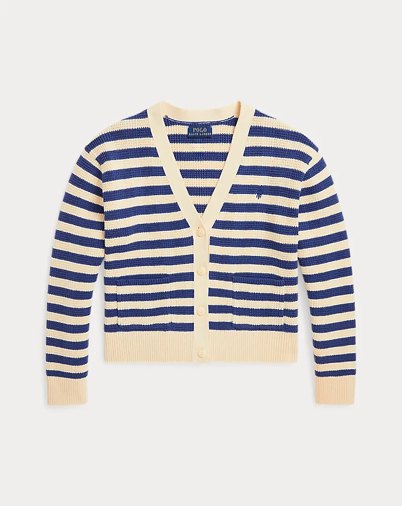 Striped Cotton V-Neck Cardigan