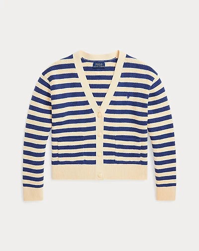 Striped Cotton V-Neck Cardigan