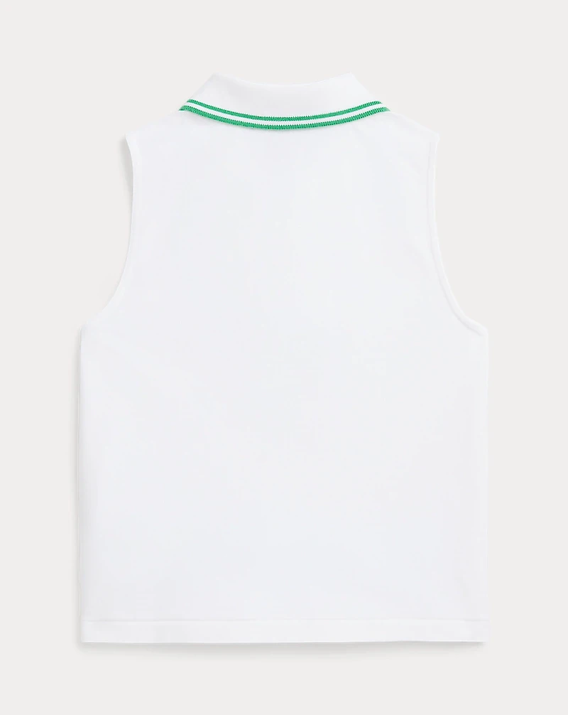 Stretch Mesh Half-Zip Boxy Polo Shirt
