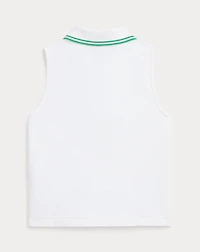 Stretch Mesh Half-Zip Boxy Polo Shirt