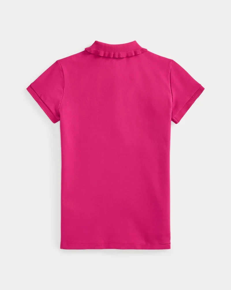 Stretch Mesh Ruffled Polo Shirt