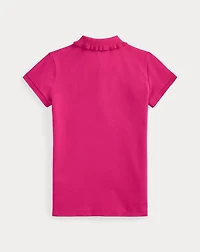 Stretch Mesh Ruffled Polo Shirt