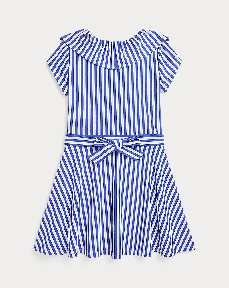 Striped Faux-Wrap Dress