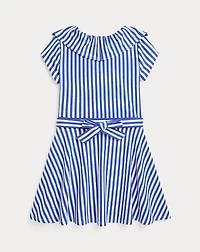 Striped Faux-Wrap Dress
