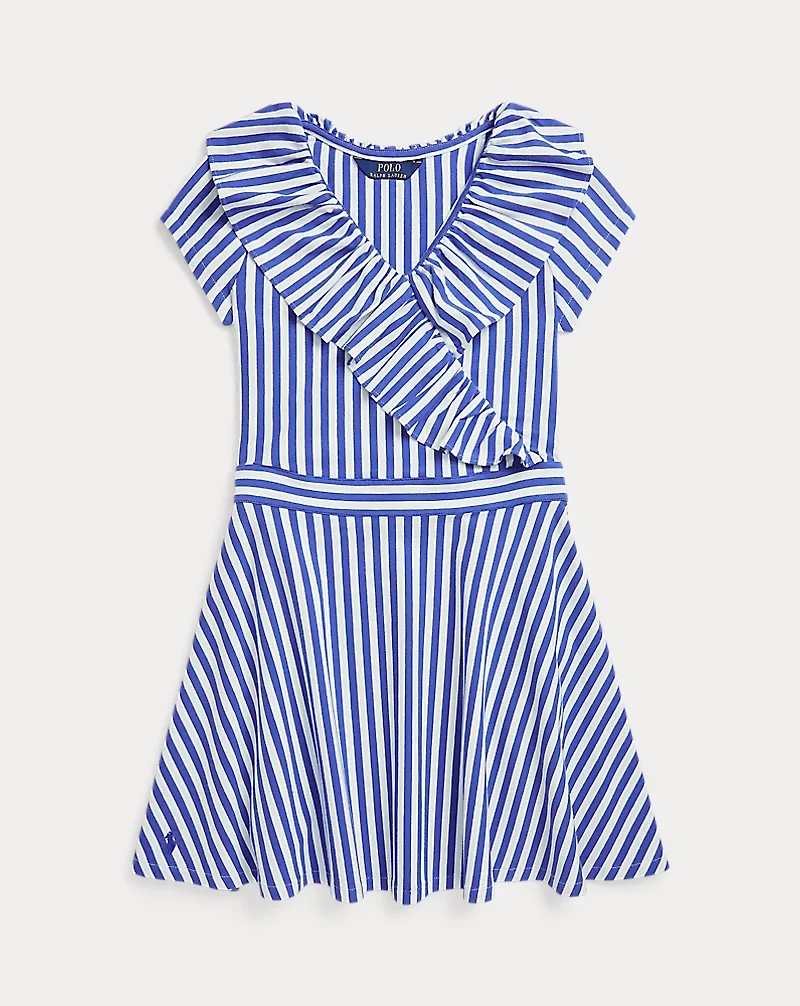 Striped Faux-Wrap Dress