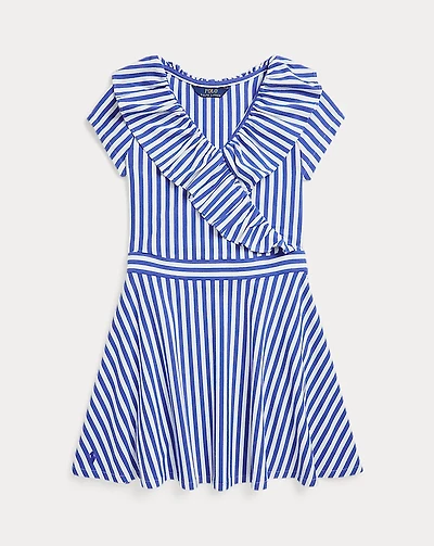Striped Faux-Wrap Dress
